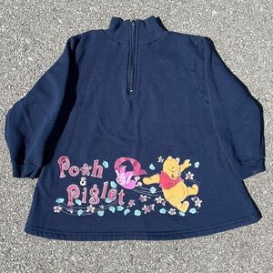 Pooh Piglet Vtg Disney Sweatshirt Half Zip Top Youth Pit to Pit: 14.75”  L:17.5